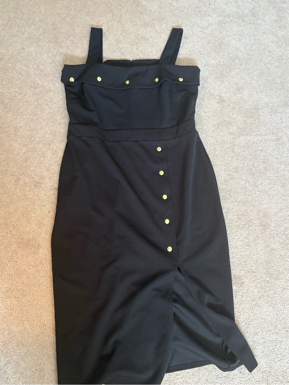 ASOS Black Midi Dress with Gold Buttons